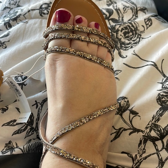Gold Glitter Gladiator Sandals - Picture 1 of 6